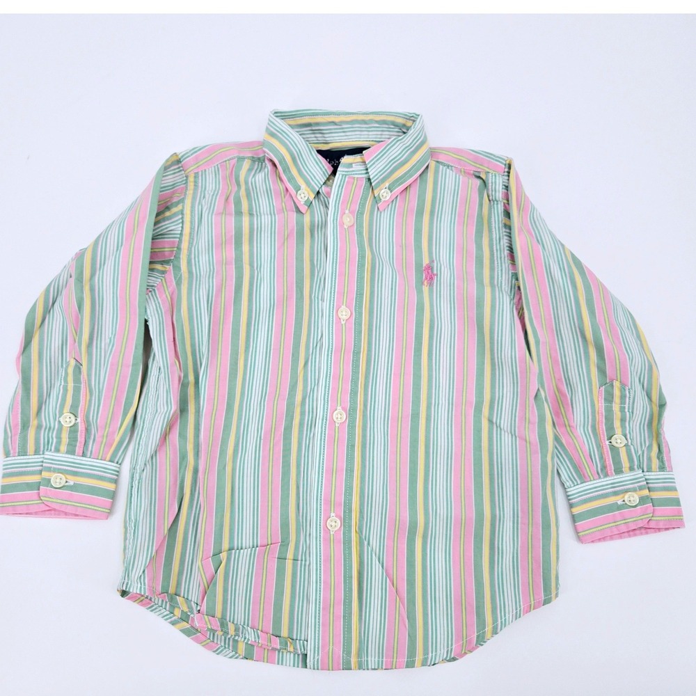 Polo Ralph Lauren Pastel Multi Stripe Button Down Oxford Shirt 24M EUC  Preppy